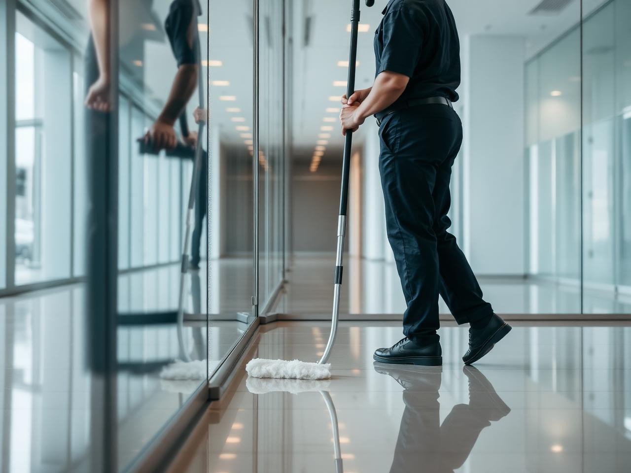 Glas- und Bodenreinigung in einem Bürogebäude – Reinigungsservice Köln
